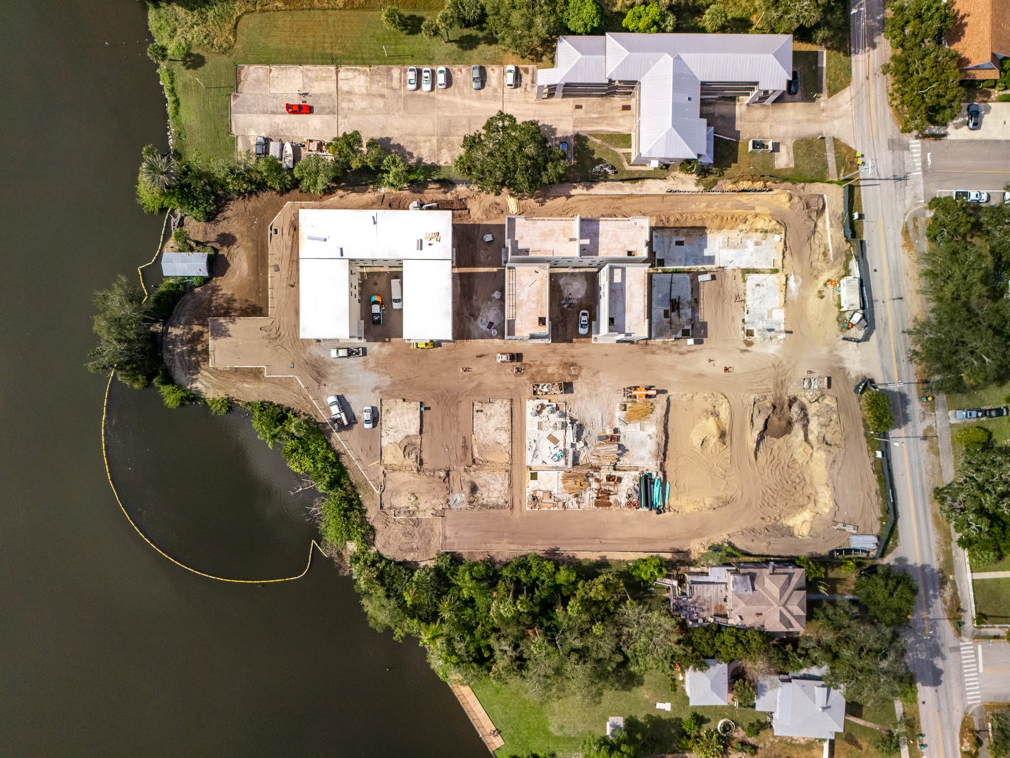 Overhead aerial of property and creek